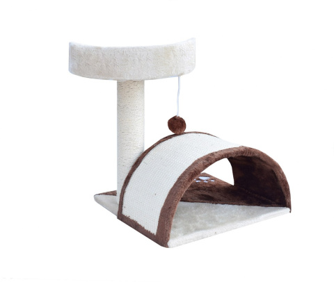 Drapak dla kota Legowisko+Budka biało-brązowy 43cm Drapak dla kota Legowisko+Budka biało-brązowy 43cm