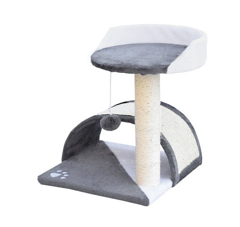 Drapak dla kota Legowisko+Budka biało-siwy 43cm Drapak dla kota Legowisko+Budka biało-siwy 43cm