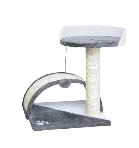 Drapak dla kota Legowisko+Budka biało-siwy 43cm Drapak dla kota Legowisko+Budka biało-siwy 43cm
