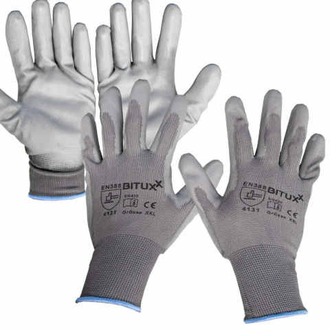 RĘKAWICZKI RĘKAWICE POWŁOKA PU ROBOCZE S-XXL 5 PAR RĘKAWICZKI RĘKAWICE POWŁOKA PU ROBOCZE S-XXL 5 PAR