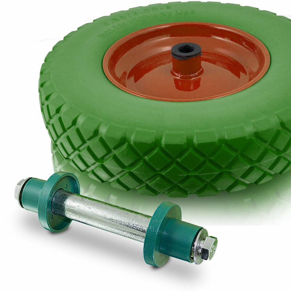 Taczka ogrodowa z zielonym kołem PU do 250kg 100l Taczka ogrodowa z zielonym kołem PU do 250kg 100l