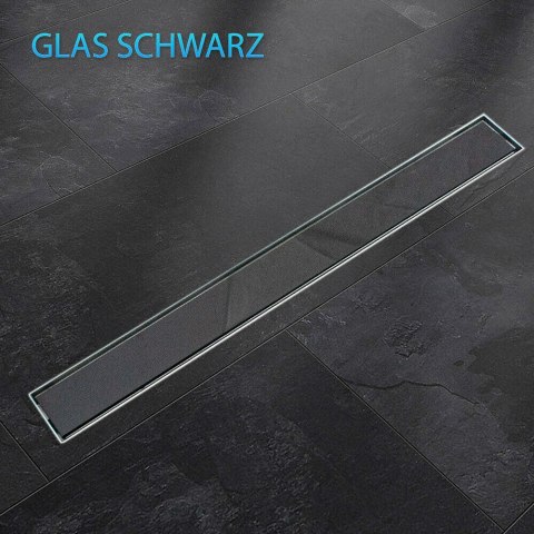 Odpływ liniowy Czarny Szklany z syfonem 80cm Odpływ liniowy Czarny Szklany z syfonem 80cm