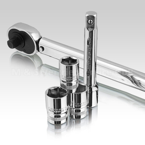 Klucz dynamometryczny z grzechotką 1/2" + nasadki 17 19 21mm Klucz dynamometryczny z grzechotką 1/2" + nasadki 17 19 21mm