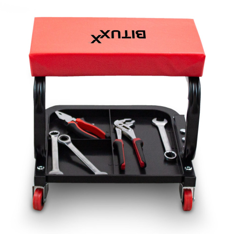 Mobilny stołek warsztatowy hoker taboret z półką 150kg Mobilny stołek warsztatowy hoker taboret z półką 150kg
