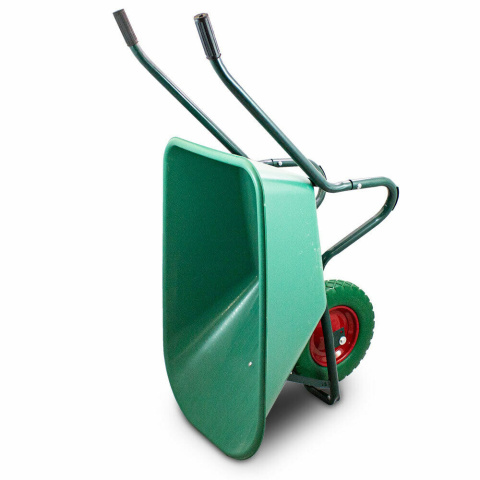 Taczka ogrodowa 100L 250kg misa PVC zielone koło PU Taczka ogrodowa 100L 250kg misa PVC zielone koło PU