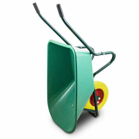 Taczka ogrodowa 100L 250kg misa PVC żółte koło PU Taczka ogrodowa 100L 250kg misa PVC żółte koło PU