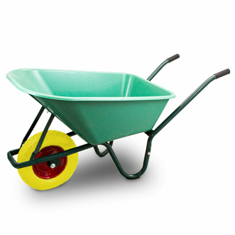 Taczka ogrodowa 100L 250kg misa PVC żółte koło PU Taczka ogrodowa 100L 250kg misa PVC żółte koło PU