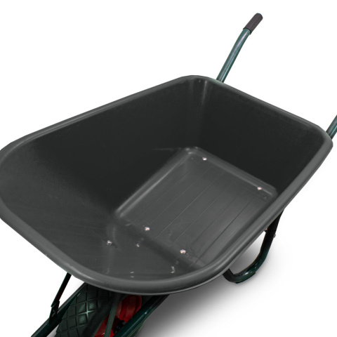 Taczka ogrodowa 100L 250kg misa PVC czarne koło PU Taczka ogrodowa 100L 250kg misa PVC czarne koło PU