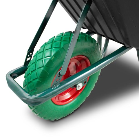 Taczka ogrodowa 100L 250kg misa PVC zielone koło PU Taczka ogrodowa 100L 250kg misa PVC zielone koło PU