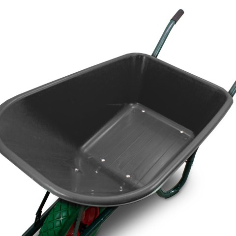 Taczka ogrodowa 100L 250kg misa PVC zielone koło PU Taczka ogrodowa 100L 250kg misa PVC zielone koło PU