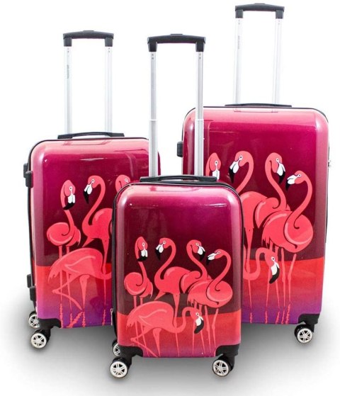 ZESTAW KOMPLET NOWOCZESNYCH WALIZEK 3D PODRÓŻNYCH M L XL WALIZKI FLAMINGO ZESTAW KOMPLET NOWOCZESNYCH WALIZEK 3D PODRÓŻNYCH M L XL WALIZKI FLAMINGO