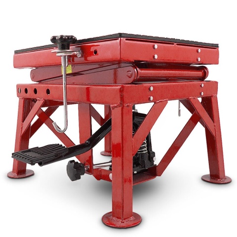 Podnośnik hydrauliczy nożycowy czerwony Podnośnik hydrauliczy nożycowy czerwony