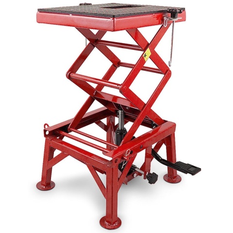 Podnośnik hydrauliczy nożycowy czerwony Podnośnik hydrauliczy nożycowy czerwony