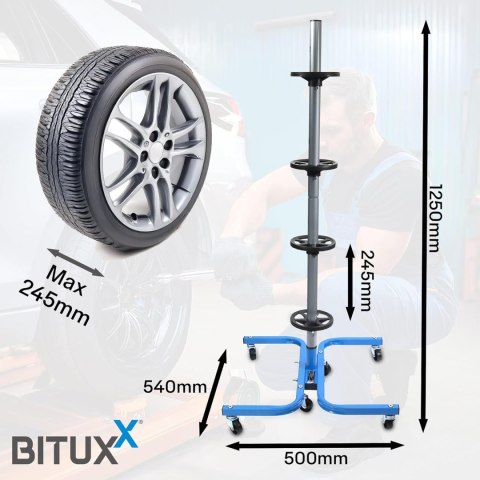 Stalowy stojak na 4 koła opony do 150kg 245mm Stalowy stojak na 4 koła opony do 150kg 245mm