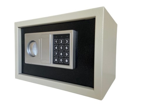 Biało-czarny sejf biurowy na kod i klucz