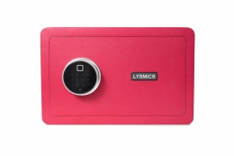 Różowy sejf biurowy na kod i klucz odcisk palca