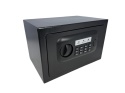 Czarny kompaktowy sejf biurowy na kod i klucz