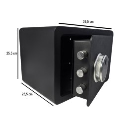 Czarny sejf biurowy na kod i klucz odcisk palca