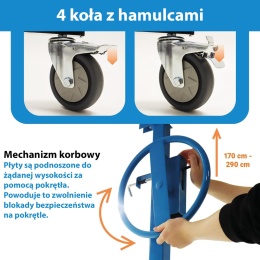 Podnośnik do płyt karton-gipsowych GK OSB 17-290cm do 40kg