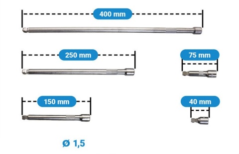Przedłużki nasadowe 3/8" 40-400 mm
