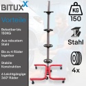 Stalowy stojak na 4 koła opony do 150kg 245mm Czerwony Stalowy stojak na 4 koła opony do 150kg 245mm Czerwony