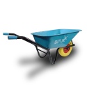 Taczka ogrodowa niebieska z żółtym kołem PU