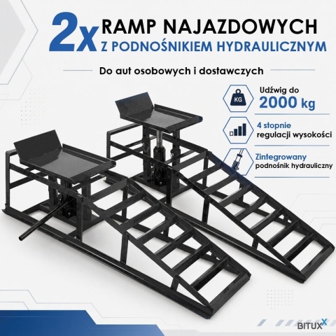 2x Rampa najazdowa podnośnik hydrauliczny 2T BITUXX czarne
