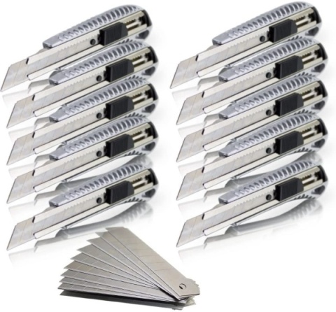 5szt. Nożyk Do Tapet 18mm Aluminiowy Łamane Ostrze