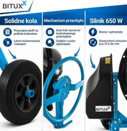 Betoniarka Mieszarka do zaprawy i cementu Elektryczna 160L BITUXX
