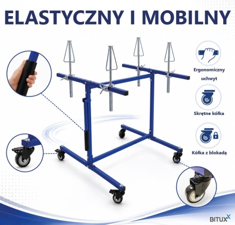 Mobilny stojak lakierniczy do felg BITUXX 4 felgi max 100kg