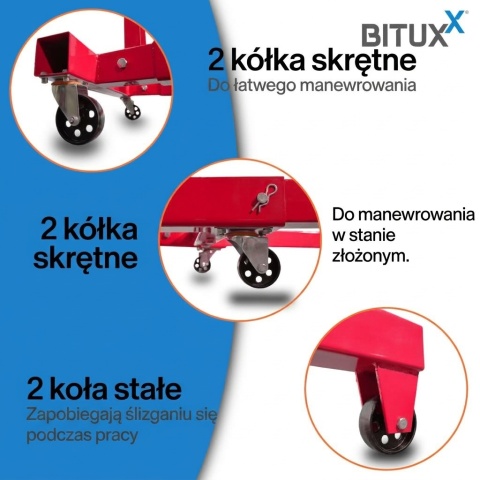 Składany hydrauliczny żuraw warsztatowy / podnośnik do silników 2000 kg, czerwony, BITUXX